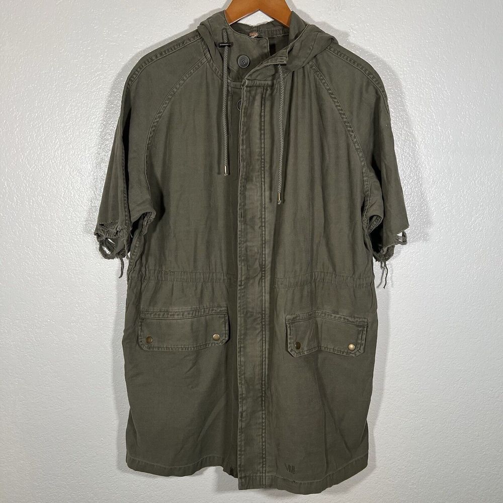 Free People Reworked Hooded Army Jacket Duster Oversized Olive Green Size‎ XS
